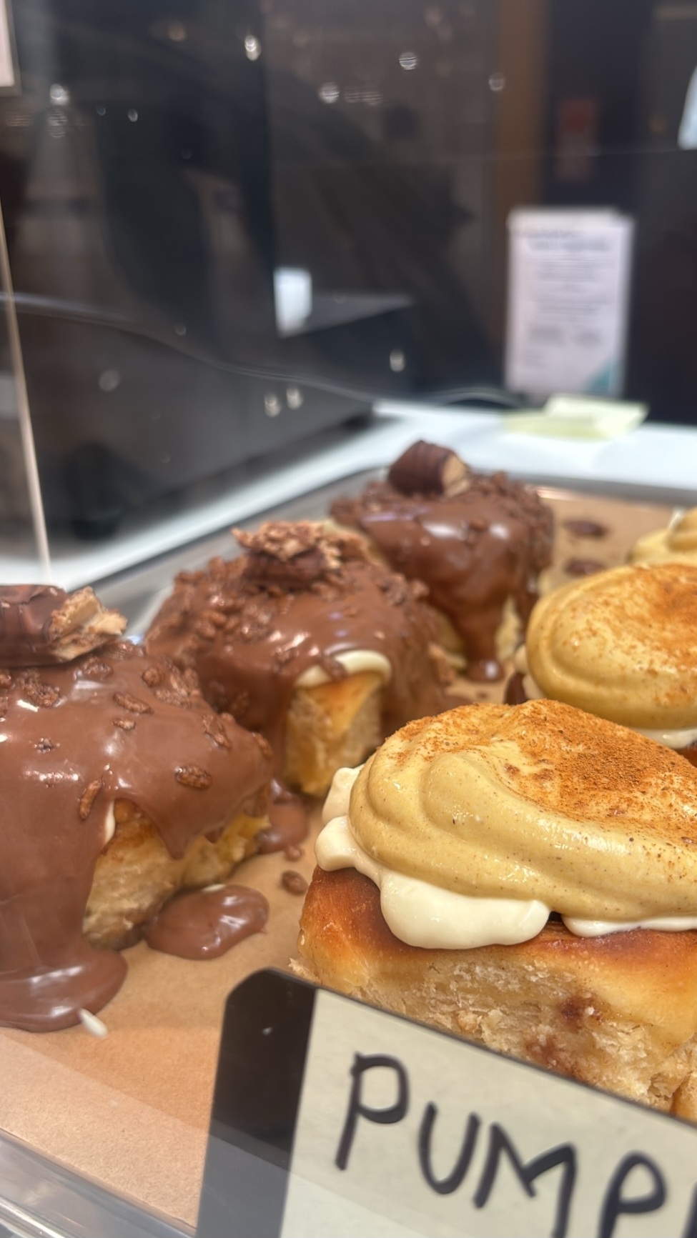 Case of chocolate and pumpkin scrolls